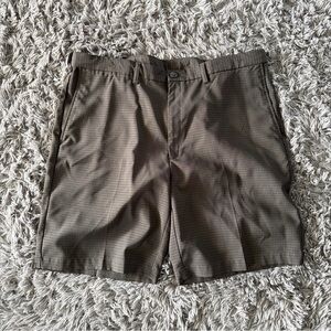 Men's Brown Checkered Flat Front Shorts